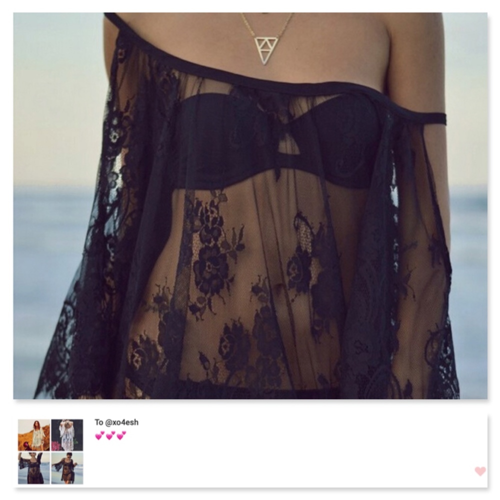 New! Cold Shoulder Boho Lace Cover-Up Dress - Picture 5 of 8